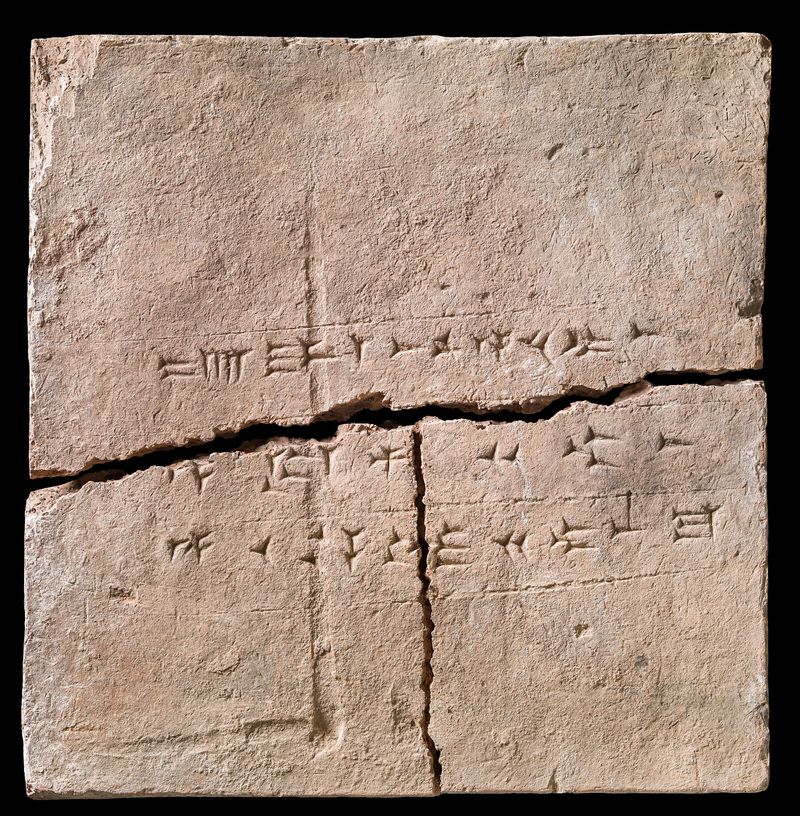 the clay brick from which the DNA was extracted, with the cuneiform inscription visible
