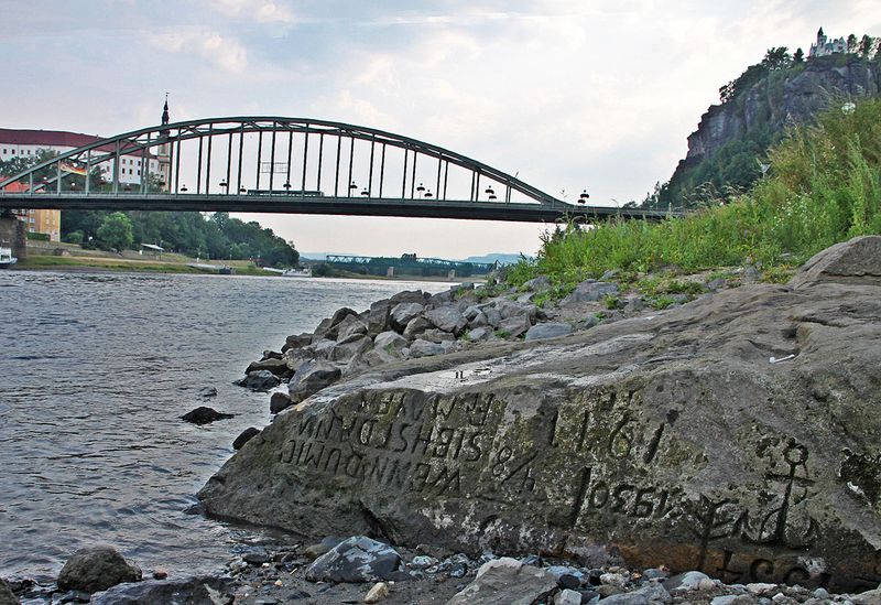 The famous hunger stone found in the Elbe river near the northern Czech town of Decin