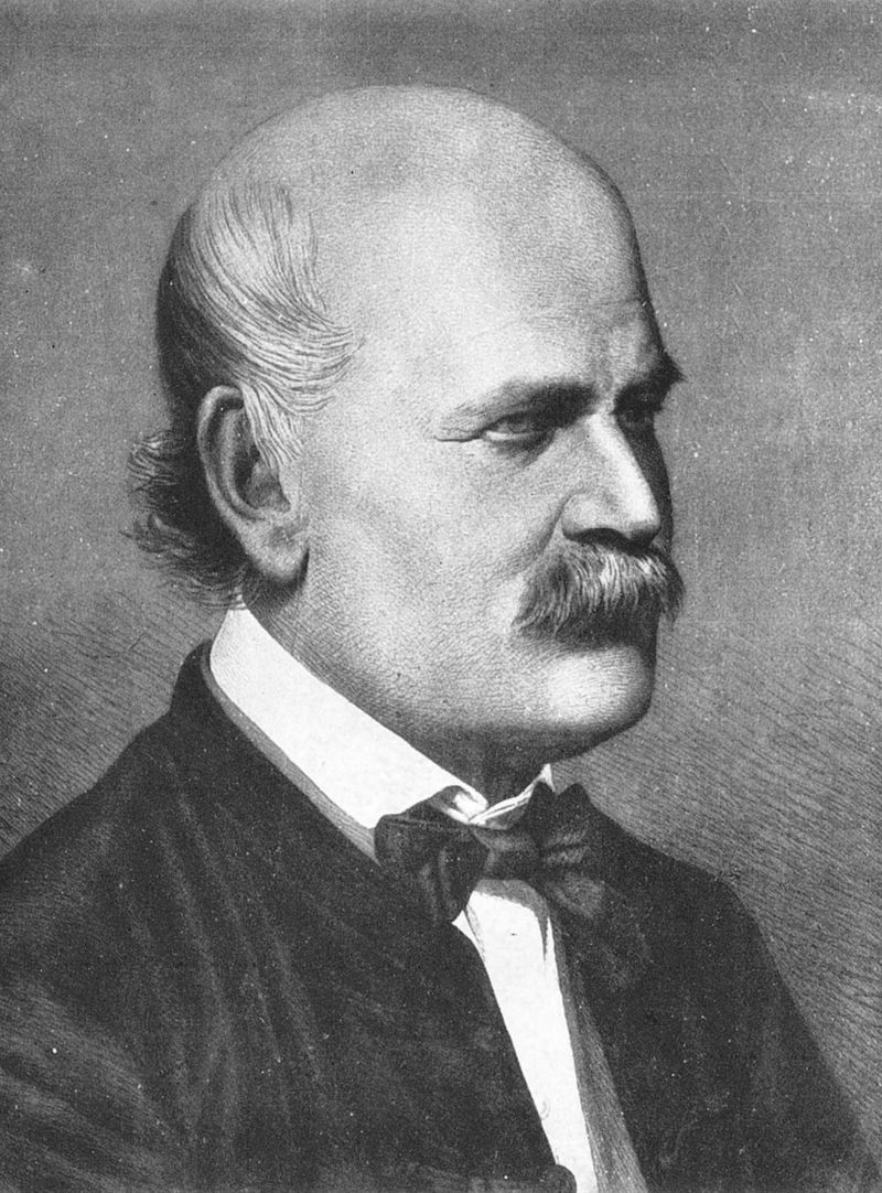Man with moustache, Ignaz Semmelweis, black and white portrait photo, 
