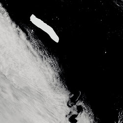 Huge white iceberg on a satellite image