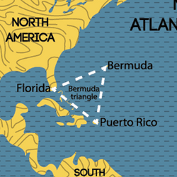 A map showing the Bermuda Triangle.