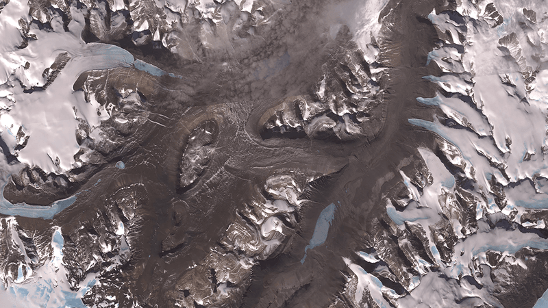 Dry Valley, Antarctica, viewed from above.