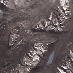 Dry Valley, Antarctica, viewed from above.