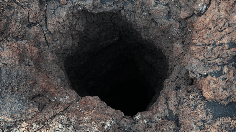 A hole in a rock.