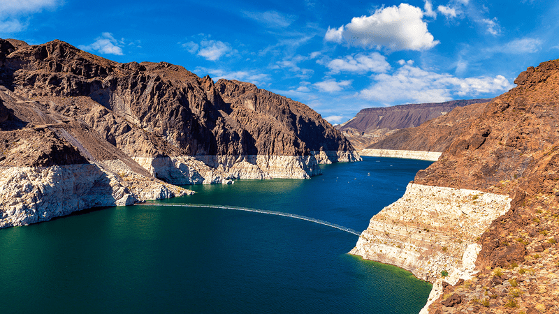 Lake Mead in Nevada, filled much lower than usual.