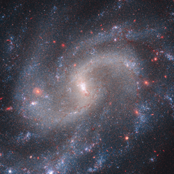 NGC 5584 is one of the galaxies the JWST examined to calibrate the Hubble telescope's measurements of the distance of supernovas, and therefore the rate at which the universe's expansion is accelerating