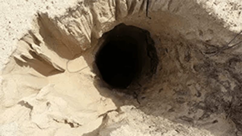 A hole in a sand dune found on Mount Baldy.