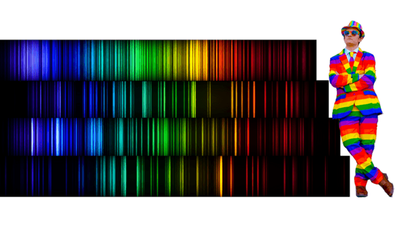 Walker Smith with four elements' spectra, which he has now converted to sound.