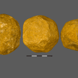 At least 150 of these limestone spheres were found at the Ubeidiya archaeological site in Israel