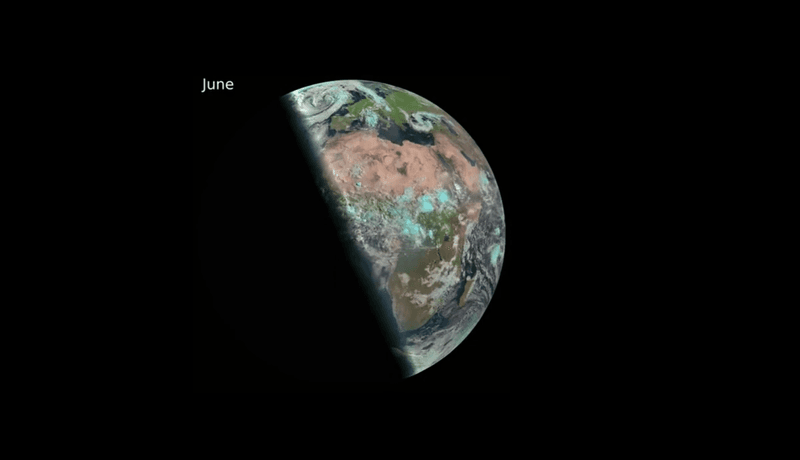 Animation showing how Earth's tilt affects length of day. 